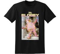 Mr Blobby Homage T-Shirt Tee Funny UK Tribute Gift for TV 90'S Icon Legend Noel Men's Man Black S