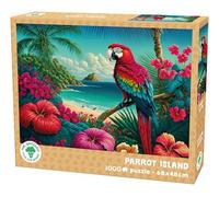 Mr. Broccoli Puzzle 1000 pièces - Île des perroquets - 68 x 48 cm - Scène d'île tropicale pour 12 ans et plus - Ocre