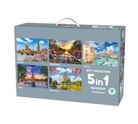 Mr. Broccoli Puzzle 5 x 1000 pièces - City Collection - 5 en 1 Villes Puzzle - Poster Inclus - FSC® - 68 x 48 cm