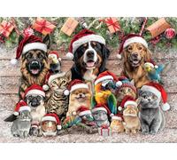 Mr.Broccoli Puzzle Chapeaux de Noël Animaux 1000 Pièces 68 x 48 cm