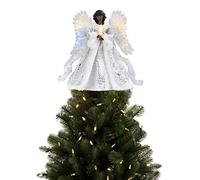 Mr. Christmas Décoration de Sapin de Noël en Fibre Optique avec Ange Afro-américain Blanc