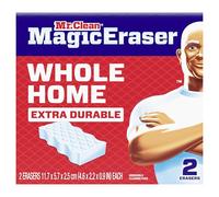 Mr. Clean Lot de 2 éponges magiques tout usage, nettoyage de mur, baskets, cuisine, salle de bain, fournitures de nettoyage de douche, éponge en mélamine, tampons de nettoyage, pour toute la maison