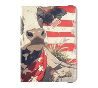 Mr Cow Porte-passeport en cuir pour homme pour voyage 4 juillet Jour de l'Indépendance Étui pour carte de vaccin Organiseur de documents Accessoires pour homme Léger, Monsieur vache 4 juillet Jour de