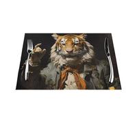 Mr. Dancing Tiger Set de table tissé 30,5 x 45,7 cm - 1 motif tendance pour décoration de maison et de cuisine