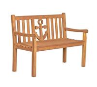 MR. DEKO® Banc de Jardin en Teck Massif | 2 Places avec Dossier | Résistant aux Intempéries pour l'Extérieur, Balcon | 120 x 60 x 94 cm