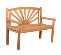 MR. DEKO Banc de jardin motif teck | Banc en bois avec dossier | Banc de frison pour l'extérieur | 2 places 120 x 60 x 94 cm | Banc en teck massif et résistant aux intempéries pour jardin, balcon