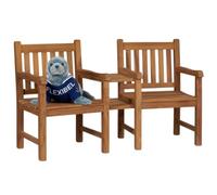 MR. DEKO Banc de jardin résistant aux intempéries en bois de teck 160 cm | 2 fauteuils séparables + table de rangement