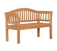MR. DEKO® Banc de jardin Wave en teck | Banc en bois avec dossier | Banc de frison pour l'extérieur | 2 places 128 x 53 x 85 cm | Banc massif et résistant aux intempéries pour le jardin, le balcon, la