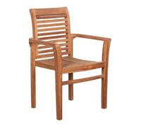 MR. DEKO Derby Fauteuil Empilable Teck Massif | Chaise de Jardin avec Accoudoirs | Siège Terrasse Ergonomique Gain de Place | Bois Robuste Résistant 65x49x89 cm | Qualité Premium