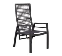 MR. DEKO Lucena Fauteuil de Relaxation Jardin | Chaise Haute Aluminium & Corde Rope | Fauteuil Relax avec Coussin Anthracite Dossier Réglable | Siège de Table Terrasse Robuste jusqu'à 150kg