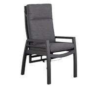 MR. DEKO Merida Fauteuil de Relaxation Jardin | Chaise Longue Multiposition Aluminium Textilène | Fauteuil Relax avec Coussin Anthracite Dossier Réglable | Siège Terrasse Extérieur