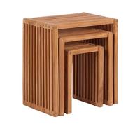 MR. DEKO Table d'appoint en Teck Massif | Table de Jardin extérieure | Mobilier pour terrasse Balcon Jardin | Design Intemporel | Résistant aux intempéries