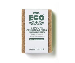 Mr.Eco Martinispa - Éponge double action - Cellulose et fibre anti-rayures, vert, marron, 30 g