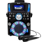 Mr Entertainer Groovebox Machine de karaoké Bluetooth CDG Écran intégré et lumières disco Comprend des chansons et des microphones (microphones filaires + 200 chansons)