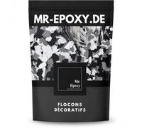 Mr. Epoxy Paillettes Époxy pour Sol (1kg, Mélange Bleu clair/Blanc) - Flocons Décoratifs pour Revêtement Époxy Garage, Terrasse & Béton - Chips Couleur Anti-UV, Résistants