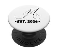 Mr. Est. 2026, Couple Juste marié, fête de Mariage, Mme PopSockets PopGrip Adhésif