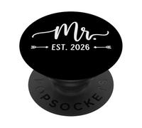 Mr Est 2026 Just Married Promu to Mrs and Mr Wedding PopSockets PopGrip Adhésif