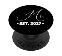 Mr. Est. 2027, Couple Juste marié, fête de Mariage, Mme PopSockets PopGrip Adhésif