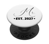 Mr. Est. 2027, Couple Juste marié, fête de Mariage, Mme PopSockets PopGrip Adhésif