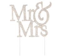 Mr et Mme Cake Topper, Topper de gâteau de mariage en métal argenté avec strass scintillantes 8.6x5 Décorations mariage pour ou l'anniversaire la fête