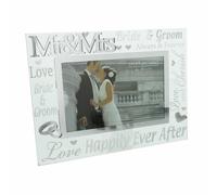 Mr et Mme Verre 6 x 4 Cadre Photo Avec Miroir Et Paillette Lettres