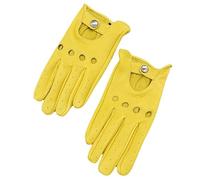 Mr.Fashion Gants en cuir pour homme - Pour écran tactile - Polaire d'hiver - Chauds - Gants de moto en cuir - Pour homme (M, jaune, sans écran tactile, non doublé)