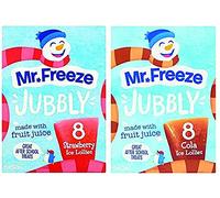 Mr Freeze Jubbly Flavout Ice Lolly Pops Lot contenant 1 x 8 x 62 ml Cola 62 ml et 1 x 8 x 62 ml Fraise