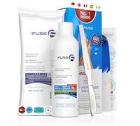 Mr. Fuss® No. 1 Plus Pack Steel Classic - Petit râpe à cuticules et callosités - Solution active rapide et émolliente - 200 ml, coton, gratte-callosités classique (Steel Classic)