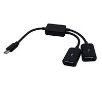 Mr. Gadget's Solutions® Câble hôte micro USB, micro USB mâle vers 2 x Type-A double USB femelle OTG Convertisseur Hub pour tablette Android PC et smartphone Noir