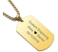 Mr.Gadget's Solutions Collier personnalisé pour homme/femme en acier inoxydable avec pendentif en forme de cœur ou pièce de monnaie avec chaîne de 40 cm, cadeau pour homme, femme, père, mari, taille