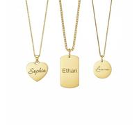 Mr.Gadget's Solutions Collier personnalisé pour homme/femme en acier inoxydable avec pendentif en forme de cœur ou pièce de monnaie avec chaîne de 40 cm, cadeau pour homme, femme, père, mari, taille