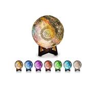Mr. Gadget's Solutions Lampe lune Coran haut-parleur - Veilleuse galaxie multicolore LED 3D étoile lune lumière avec support, télécommande, contrôle tactile et application, rechargeable par USB.