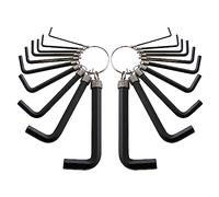 Mr.Gadget's Solutions Lot de 20 clés hexagonales avec revêtement oxyde noir, tailles métriques et AF, avec porte-clés