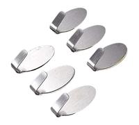 Mr. Gadget's Solutions Lot de 6 crochets auto-adhésifs en acier inoxydable - Polyvalents et solides - Forme ovale - À coller sur un mur ou une porte