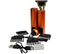 Mr.Gadget's Solutions Tondeuse à cheveux professionnelle et tondeuse - Kit de toilettage rechargeable 3 en 1 pour coupe de cheveux, barbe et détails de précision (orange)