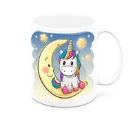 Mr. Gadgets Tasse en céramique de licorne personnalisable avec nom (licorne lune)