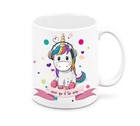 Mr. Gadgets Tasse en céramique de licorne personnalisable avec nom (Licorne Pois)