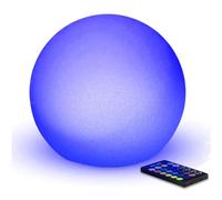 MR.GO 6" LED Veilleuse Rechargeable Boule Lampe de Chevet, RGB Orbe Lampe Couleur Changeante Lampe D'ambiance avec Télécommande, 16 Couleurs, Luminosité Variable, IP65 Imperméable