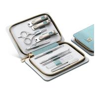 MR.GREEN Fashion Imprint Ensemble de manucure professionnel avec coupe-ongles et étui en cuir Vert (10 pièces)