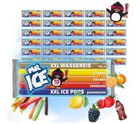 MR ICE Wassereis XXL 30 x 600ml | 300 x bâtonnets de glace aux fruits avec 60ml chacun - Gros paquet de bâtonnets de glace avec 5 x saveurs | à congeler