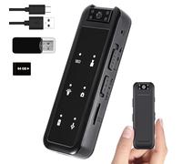 Mr.ing Petite caméra de surveillance 1080p, 64 Go, avec enregistrement audio et vidéo, caméra corporelle avec vision nocturne, pour les voyages et les activités de plein air