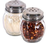 Mr. Kitchen's Poivrier rouge ou shaker à fromage parmesan en verre avec couvercle perforé en acier inoxydable (lot de 6)