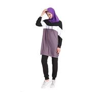 Mr Lin123 Survêtement Musulman Sportswear Musulman Ados Filles Rayé À Manches Longues Sweat Pantalon Islamique Loungewear (2XL, Violet)