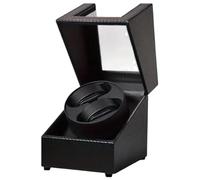 MR Maestro Horloger - Vitrine Watch Winder pour montres automatiques | Boîtier laqué en fibre de carbone noir | 4 variétés de rotation | Fonctionnement silencieux | Anneau renforcé | Matériau : bois