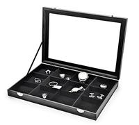 MR Maestro Relojero Présentoir 12 emplacements pour bagues, pendentifs, bracelets en PU noir