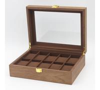 MR Maestro Relojero - Vitrine de luxe pour 10 montres | Bois Wallnut | Sauvegardez et protégez vos montres | Finition intérieure en Microfibre, Crème, Bois