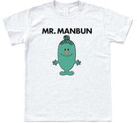 Mr MANBUN Men Funny Top Knot Cartoon TV Retro Tee Book White t Shirt Women Manches Courtes(XX-Large)