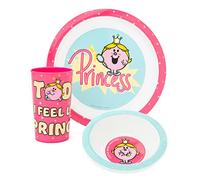 Mr. Men Little Miss Princess 3 pièces Vaisselle Set | Enfants Filles Vaisselle PP Assiette Bol et Tumbler Cup | Sentez-vous comme une princesse rose Nouveauté Vaisselle