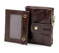 MR.MORGAN Portefeuille Cuir Veritable Marron Vintage | Unisexe Homme Femme | RFID Anti-Scan, 10 Cartes, Fenêtre ID, Ancienne Carte d'Identité, Porte-Carte Amovible, Monnaie Zippée, Boîte Cadeau