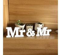 MR & MR Signe, Mr et Mr lettres en bois signent un cadeau de décoration de table de mariage gay pour les couples gays